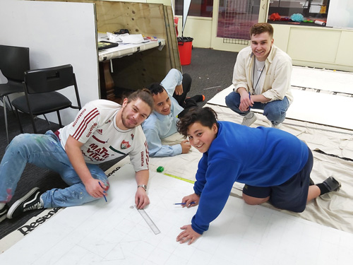 Artists working on community art project for Naenae.