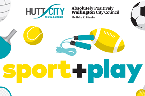 sport + play logo with Hutt City and Wellington City Council logos